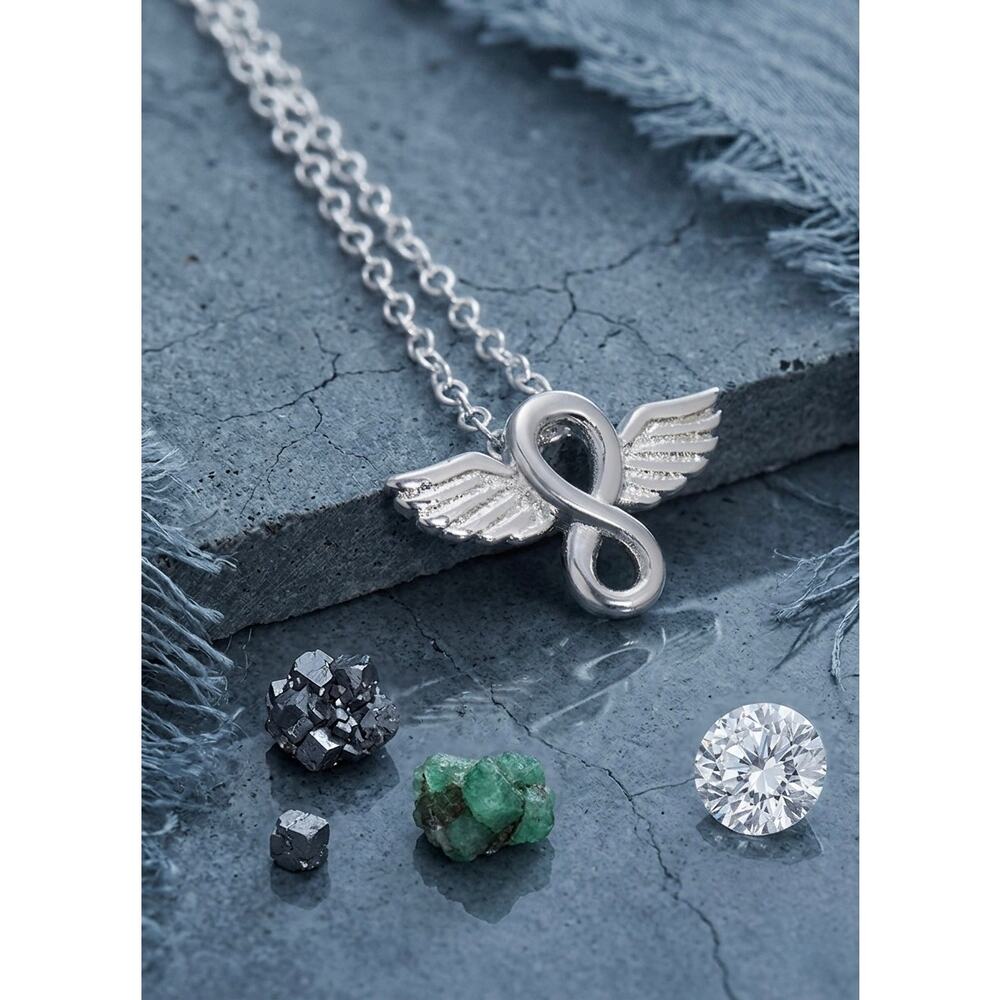 925 Stamped Silver Plated Munimalist Angel Wings Pendant Necklace 45cm